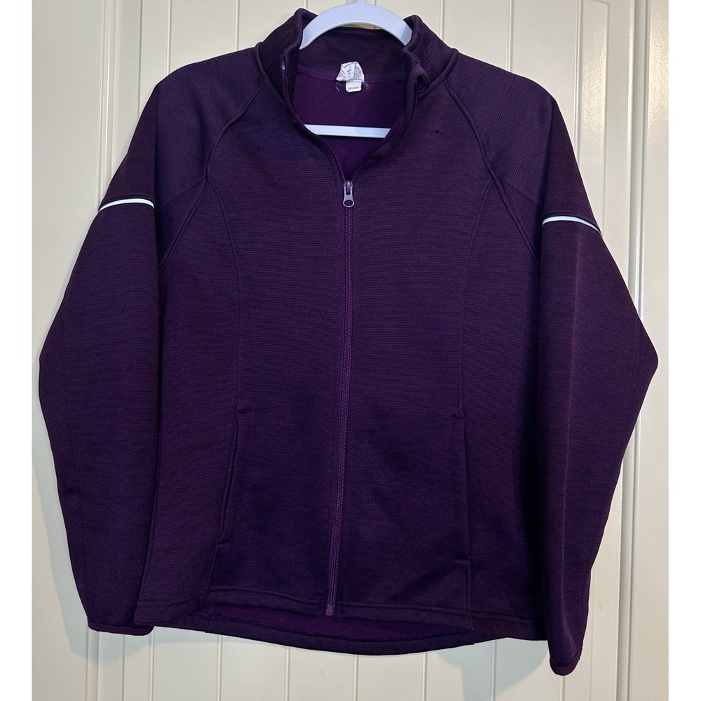 Women's Danskin Now Fleece lined Full Zip Purple athletic athleisure jacket sz S